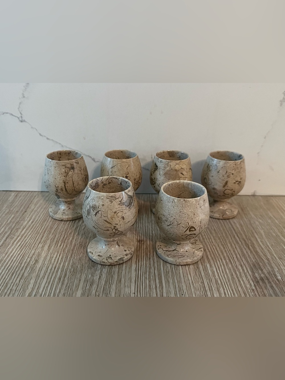 6 Fossil Stone Marble Wine Goblet